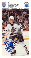 Jeff Beukeboom autographed Post Card (Edmonton Oilers) 1990 #6 3.7x6.7