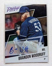 2018 Panini Prestige Brandon Woodruff Purple Foil Auto /99 RC #PR-BR Brewers