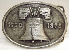 VTG Bergamot Brass Works Bicentennial  Liberty Bell  Belt Buckle 3.6"x2.5" 1975