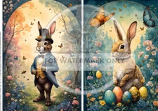 Spring Bunny Duo | A4 Rice Paper | Paper for Decoupage | Decoupage Central