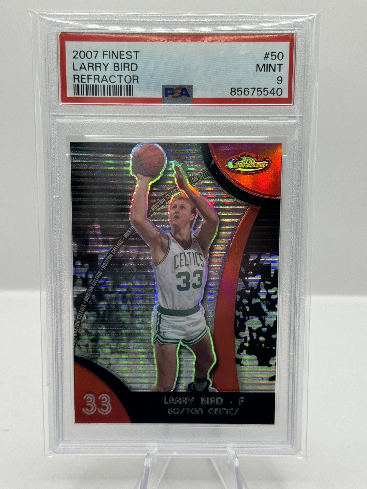 2007-08 Topps Finest Refractor #50 Larry Bird Boston Celtics PSA 9