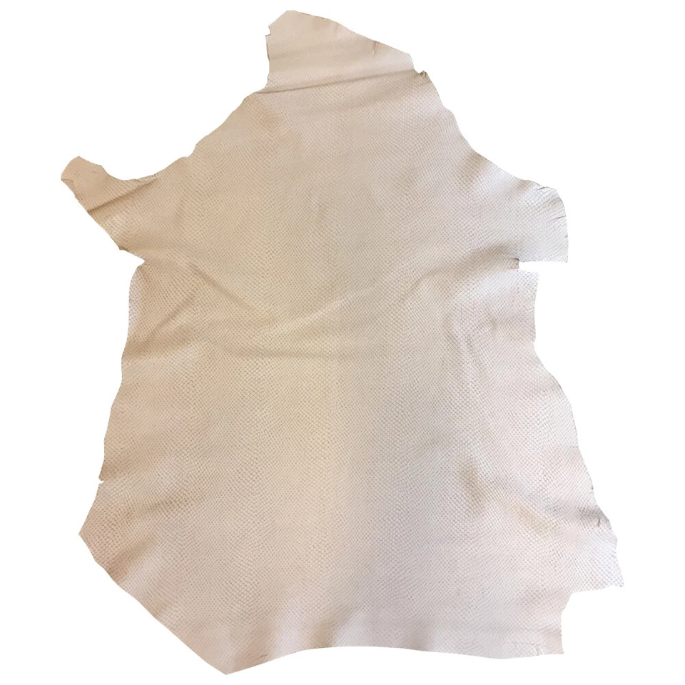 Beige Leather Hides Snakeskin Embossed DIY Gift Crafting Thin Bookbinding Fabric - Image 4 of 4