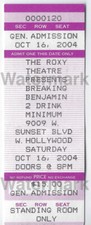 Breaking Benjamin Concert Ticket 2004 The Roxy West Hollywood Collectible