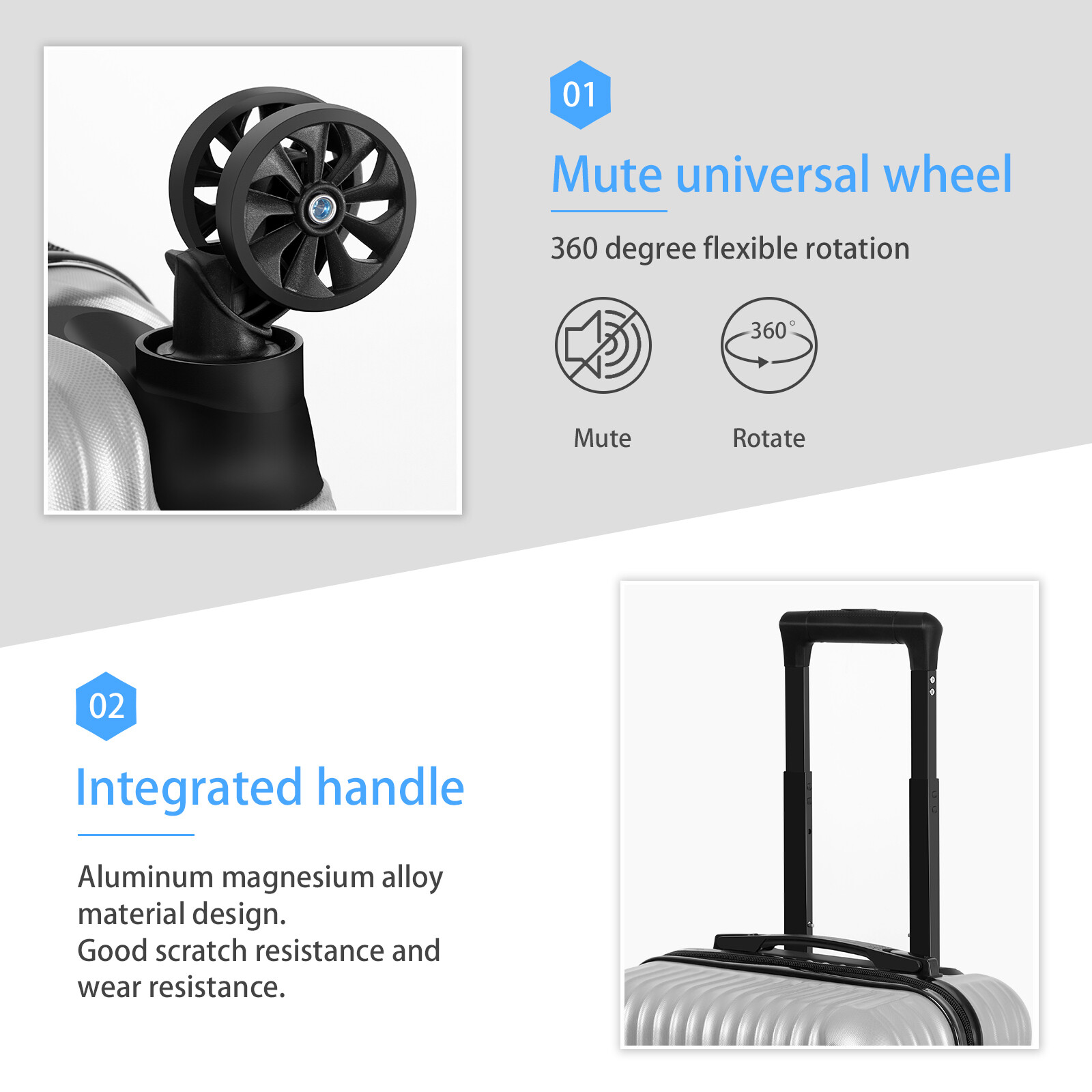 20" Luggage Hardside Trolley Carry On Travel Suitcase Spinner