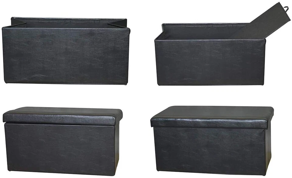 Faux Leather Storage Ottoman Bench Footrest Stool Ottoman Bench 15.75"X15.55"X31 - image 3 of 4