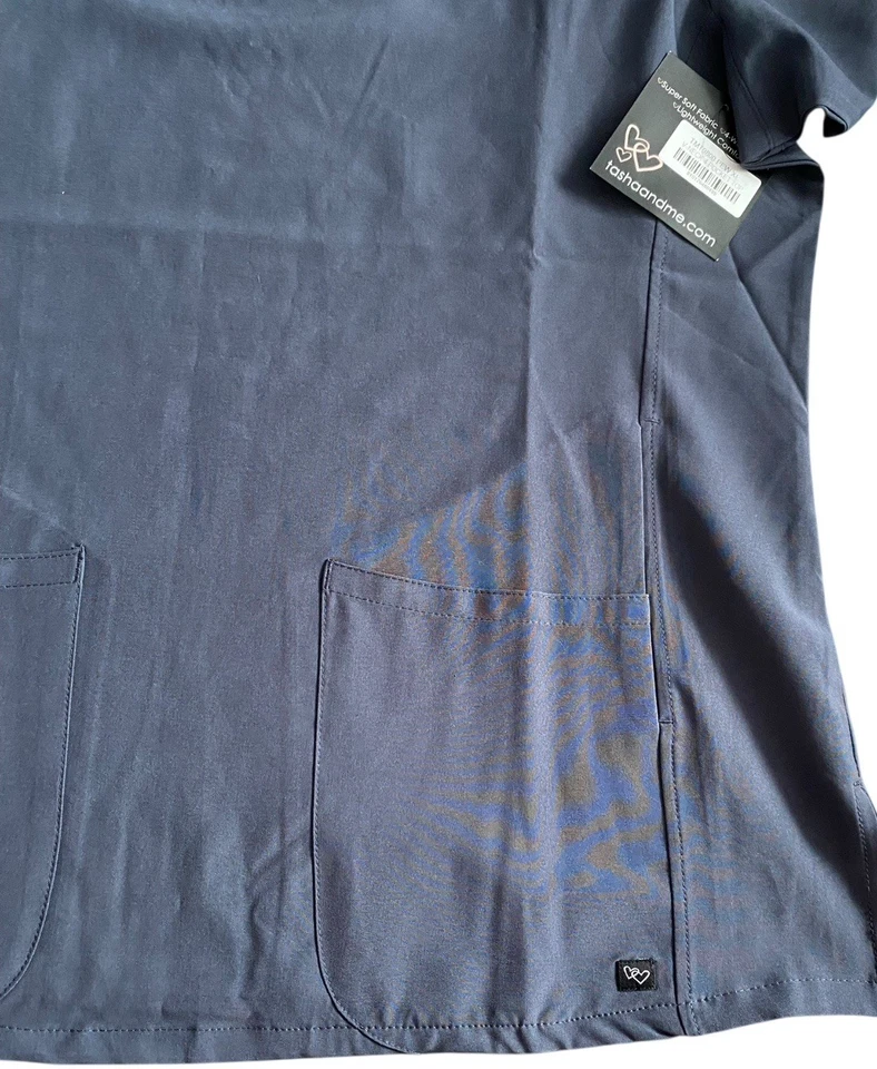 Tasha & Me Scrub Top Womens XL Gray 2 Pocket Uniform Shirt Workwear New - Image 4 of 4