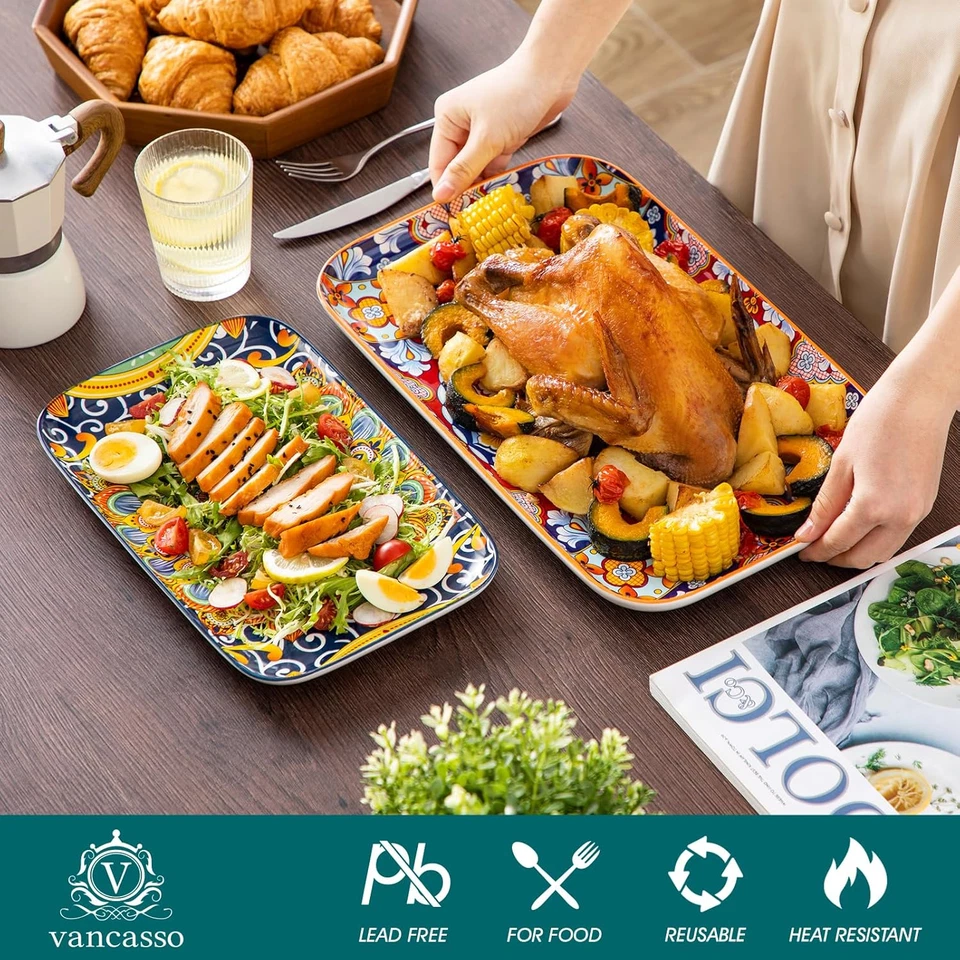 Juego de 3 bandejas rectangulares de 16"/14"/12" pulgadas - Plato para servir extra grande,,, Foto 3 de 4