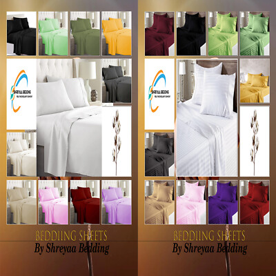 Hotel Egyptian Cotton Bed Sheets Set Full Size 4 PCs Select TC All Color