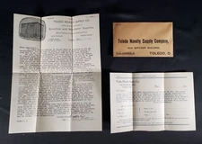 Antique Toledo Novelty Supply Company Memo Letter & Envelope