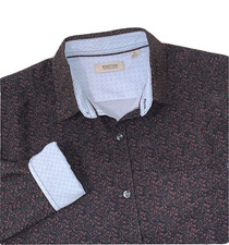 Kenneth Cole Reaction Men's Stretch Slim Fit Print L/S Button-Up Shirt Black NWT