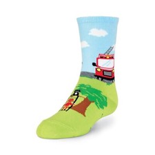 K.Bell Boy's Fireman Crew Socks Fits Shoe Size 11-4 Fire Engine Free Shipping