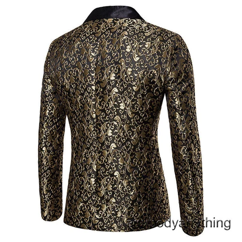 Herren Jacquard Smoking Anzug Sakko Abendessen Party Abschlussball Hochzeit Blazer Jacken Mantel - Bild 14 von 28