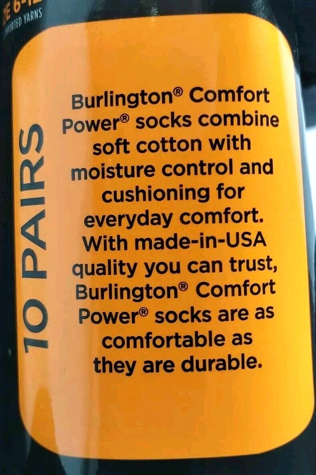 Calcetines Burlington Comfort Power No Show para hombre 10 pares grandes 6-12 negros Foto 4 de 4