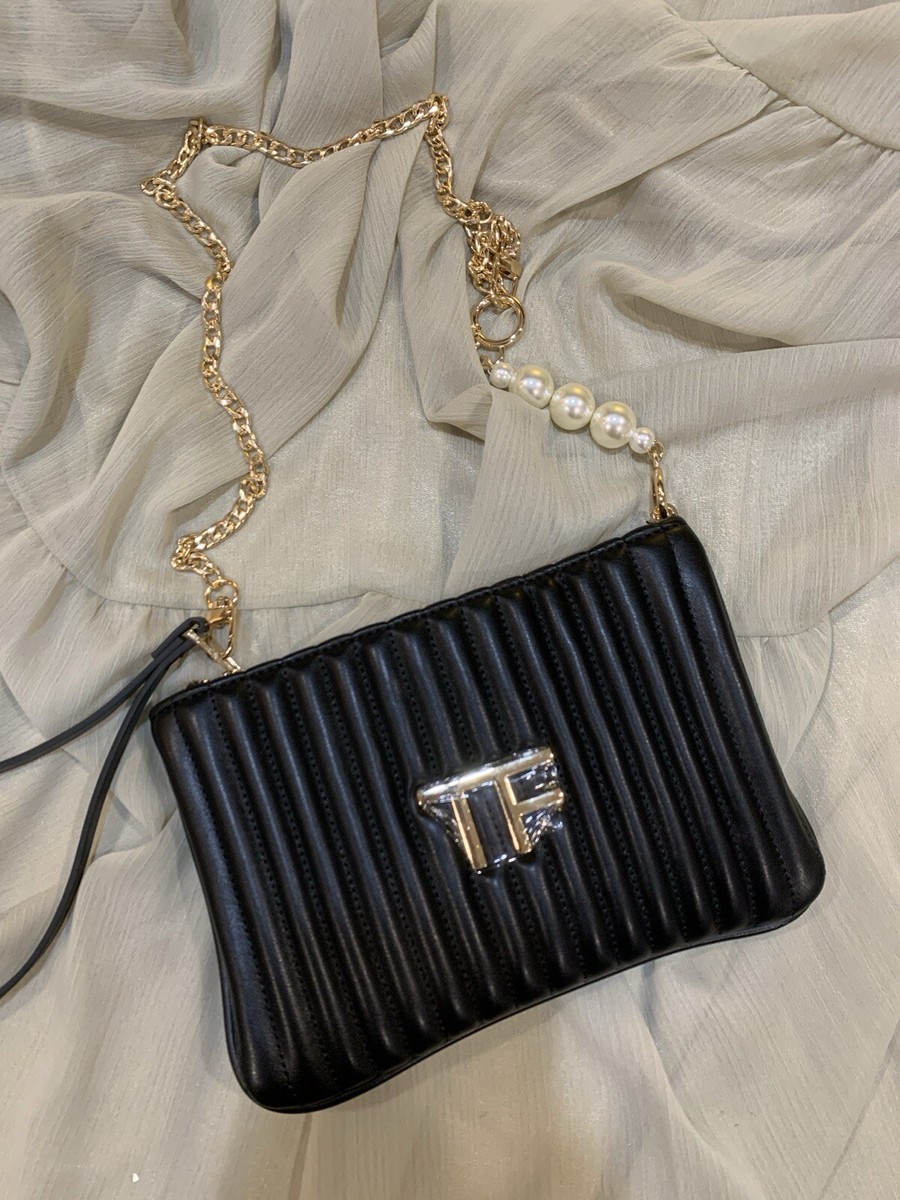 Converted TF Tom Ford Black Flat Slim Pouch Clutch Case