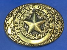 The Great State Of Texas - Lone Star, Flag-, USA Made Oval Western Belt Buckle