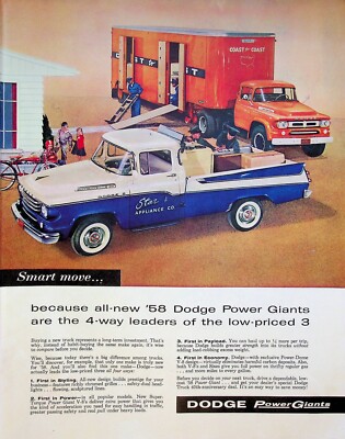 1958 Dodge Truck 40th Anniversary Vintage 1950s Print Ad Payload Power Giants