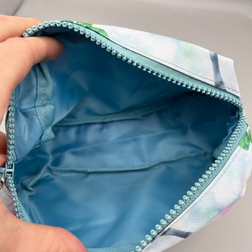 Hibiscus Flower Unicorn Small Pouch w/ Rainbow FOB Zipper Pull Small in Teal Sea - Picture 11 of 16