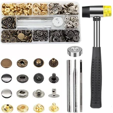 Leather Snap Fasteners Kit,15mm Metal Snap Buttons 4 Color Press Studs with Tool