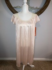 Miss Elaine 1970s 80s Romantic Pink Satin Short Nightgown Small Sissy Nylon NOS