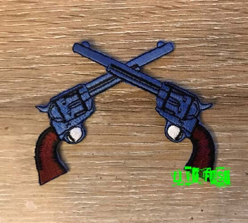 CROSSED PISTOLS PATCH EMBROIDERED cowboy western guns biker motorcycle patches - Picture 1 of 1