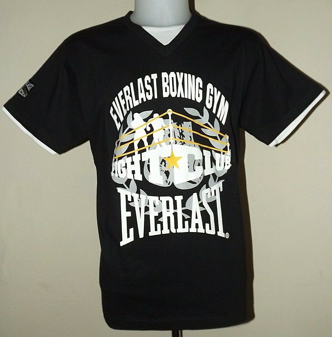50% Discount Everlast T Shirt Boxing Black Size L V Neck Short Sleeve