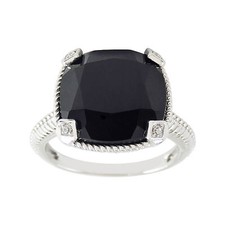 925 Sterling Silver with Black Onyx, White CZ Ring 6;7;8;9;