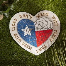 Texas Proud DON'T MESS WITH TEXAS Heart Flag Decorative Stepping Stone Set Of 2