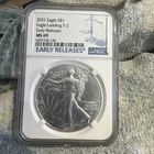 2021 $1 Type 2 American Silver Eagle NGC MS69 ER Blue Label