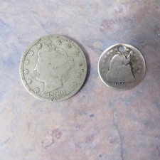 1848 half dime and 1883 V nickel
