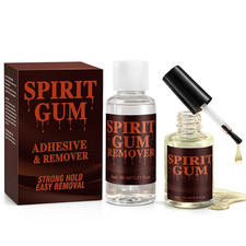 Spirit Gum Adhesive and Remover Kit, Wig Glue, Professional Cosmetic Glue for Fa