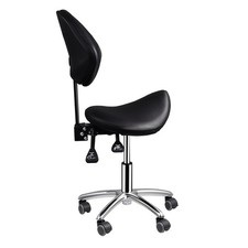 Hydraulic Adjustable Rolling Spa Saddle Stool - Ergonomic, Swivel Wheels - Black