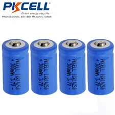 4x 3.7V 14250 300mAh Li-ion Rechargeable 1/2AA Battery Button Top For Flashlight