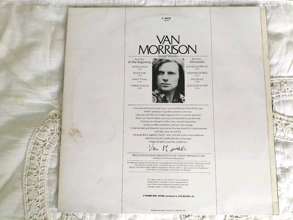 Van Morrison Astral Weeks 1968 Original Vinyl LP Album Record Early Pressing - Image 2 of 4