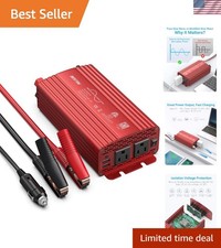 Listed 500W Car Power Inverter: Pure Sine Wave, 2 AC 4.2A USB Ports