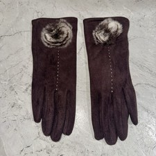 Pair Of Ladies Brown Faux Suede Gloves