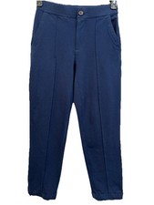 Lands End Womens Straight Leg Blue Pants Small 2-4 28x27 Button Front, Knit Soft
