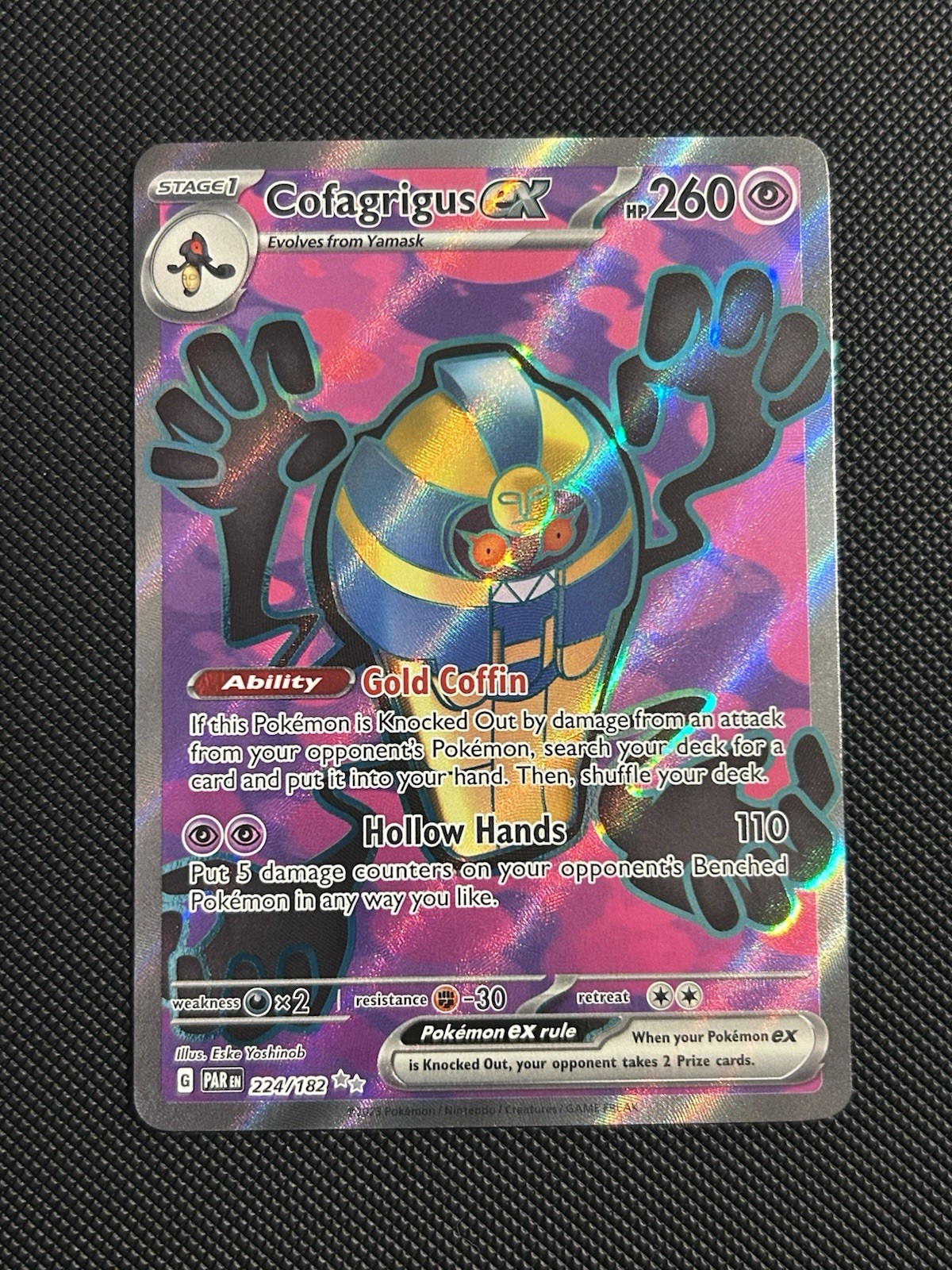 Cofagrigus ex Ultra Rare Full Art Paradox Rift 224/182 NM