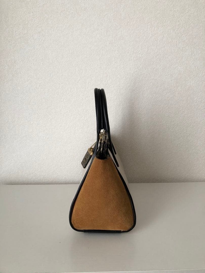 Coach Leather Shoulder Bag Python Pattern Suede W… - image 4