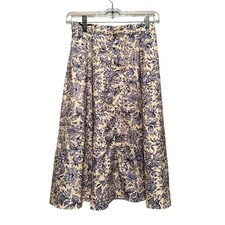 Talbots Vintage 100 Silk Floral Button Down Skirt Size 2P Fairy Cottagecore