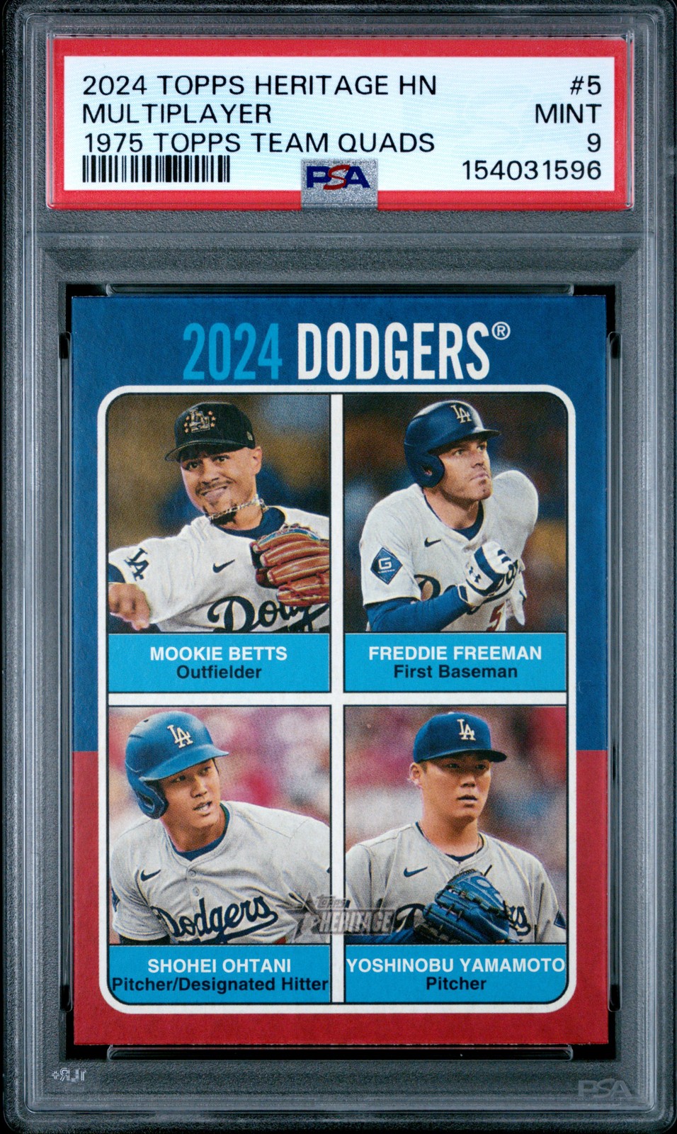 2024 #5 FREDDIE FREEMAN/MOOKIE BETTS/SHOHEI OHTANI/YOSHINOBU YAMAMOTO PSA 9