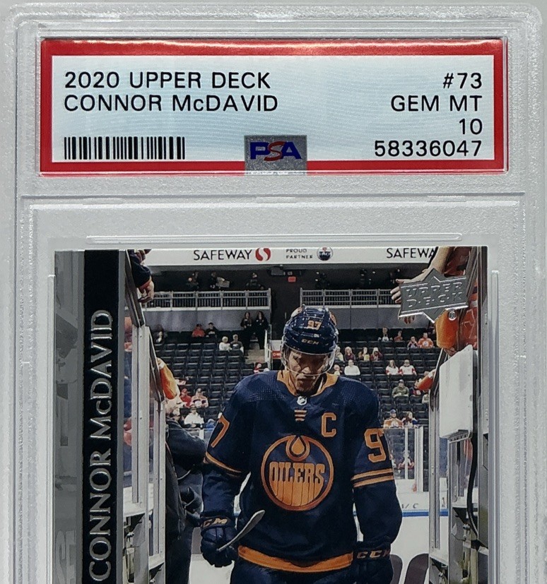Connor McDavid PSA 10-  2020 Upper Deck - Oilers Captain, Pure Speed, McD view 2