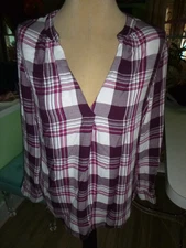 WOMANS SIZE X LARGE"SOHO"PINK/MAROON/WHITE ADJUSTABLE SLEEVES TUNIC