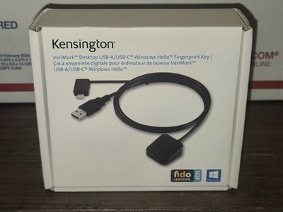 Kensington VeriMark Desktop USB-A/USB-C Fingerprint Key, Windows Hello FIDO U2F