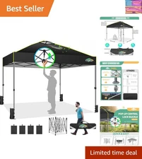 Black 10x10 Pop Up Canopy Tent - Reflective Strips & Adjustable Height Options
