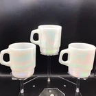 Vintage Fire King Iridescent Moonlight Moon Glow Aurora Stackable Cup Set of 3