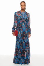 Farm Rio Arabesque Floral Gown Long Sleeve Maxi size L