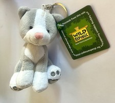 "Llavero Wild Republic de Colección Peluche 5"" Gatito Gris Mochila Buddy Nuevo con Etiquetas"