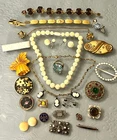 Vintage & Antique Jewelry Lot Bakelite Art Deco Sterling Austria Victorian +++