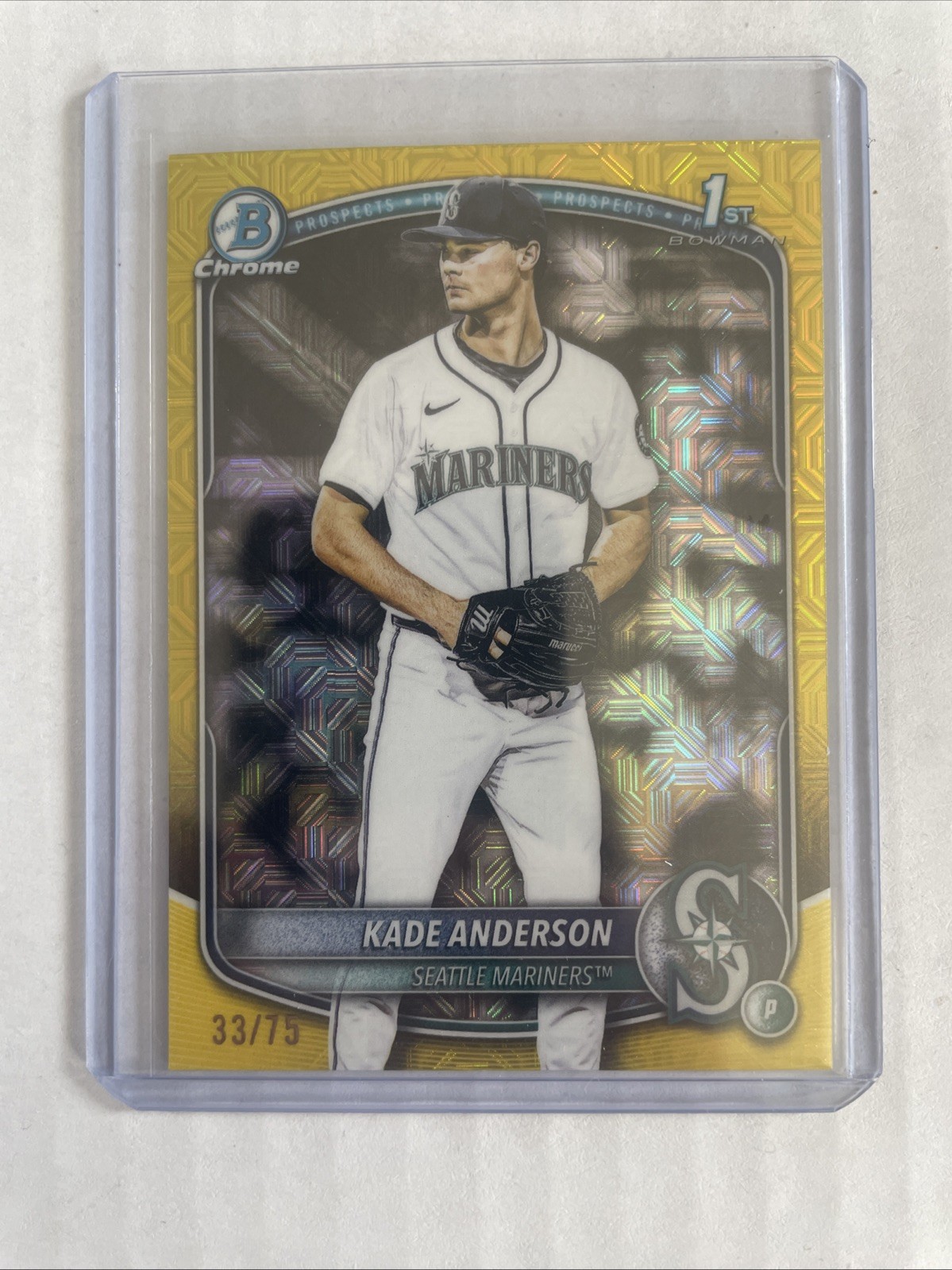 2025 Bowman Draft Kade Anderson Chrome Yellow Mojo Refractor 1st #/75 Mariners