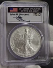 2007 W Burnished US Silver Eagle $1 PCGS MS69 Mercanti Signed